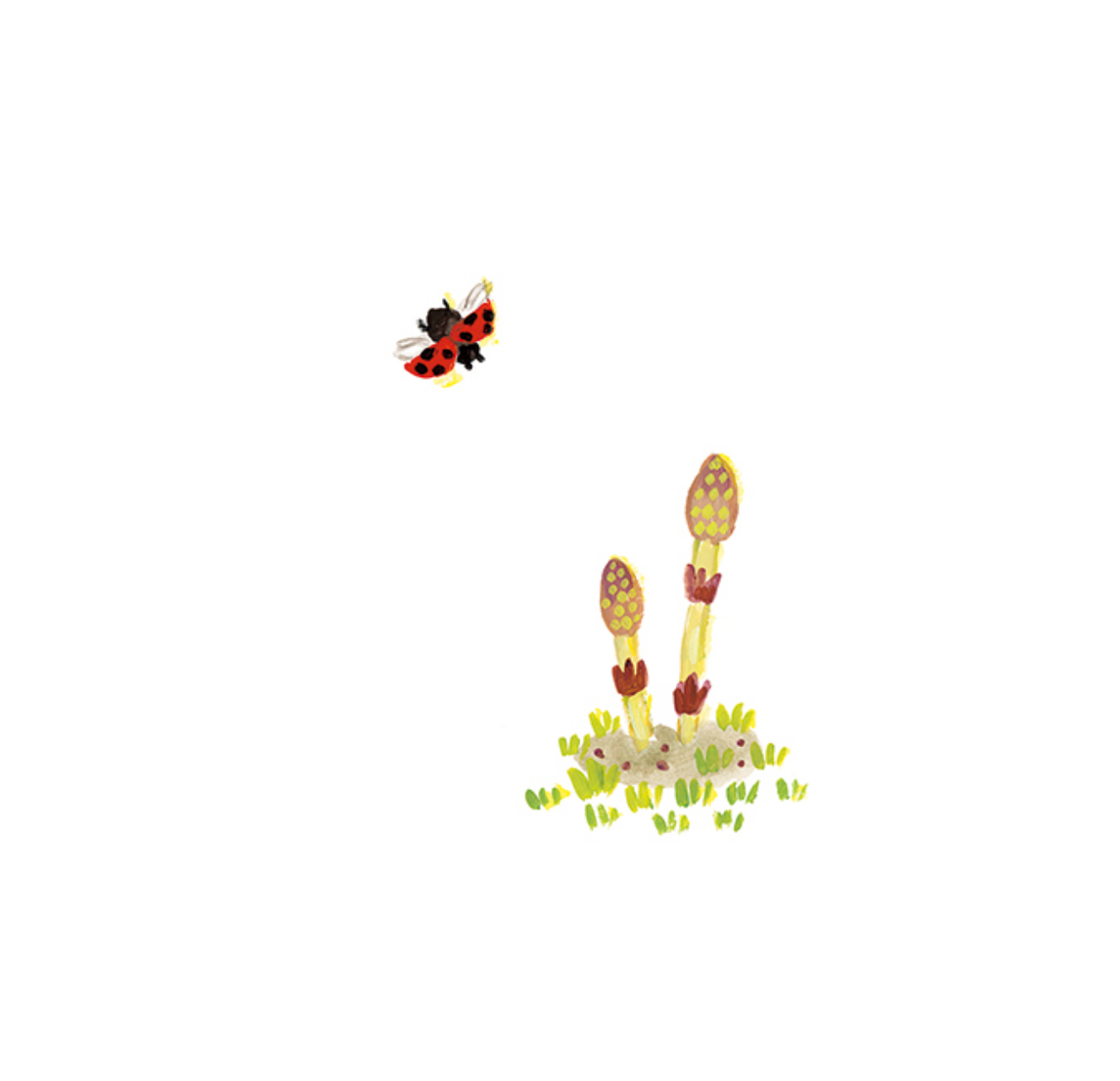 絵本「ふきのとう」にのっているつくしとてんとう虫のイラスト